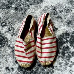 Soludos red and cream espadrilles